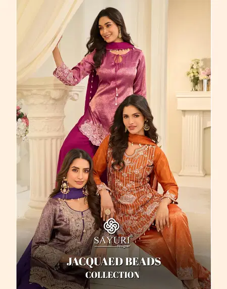 Jacquard Beads By Sayuri Viscose Silk Wholesale Readymade Suits In India